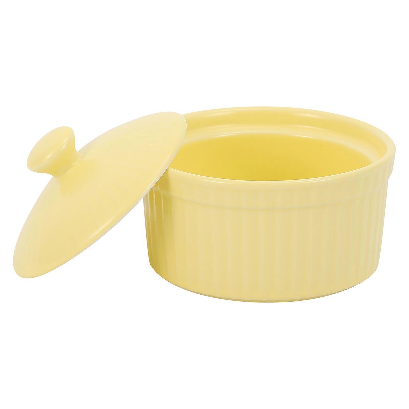 Ceramic Baking Bowl for and Dessert Yellow Color Easy to Clean and Safe to Use 1 Pc
