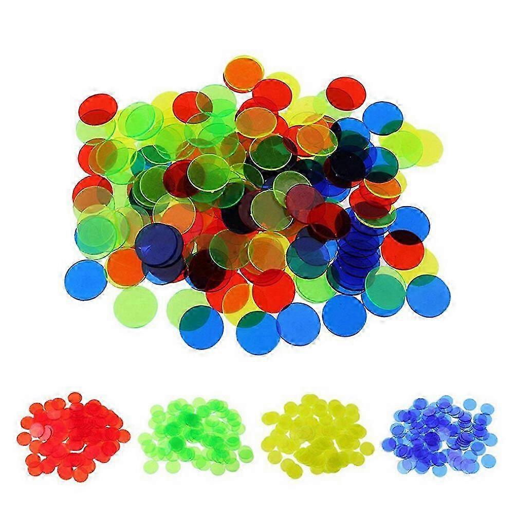 100pcs Colorful Transparent Bingo Game Accessories Counters Counting Bingo Chips Plastic Bingo Supplies Count Bingo Chips Mixed Color 2025