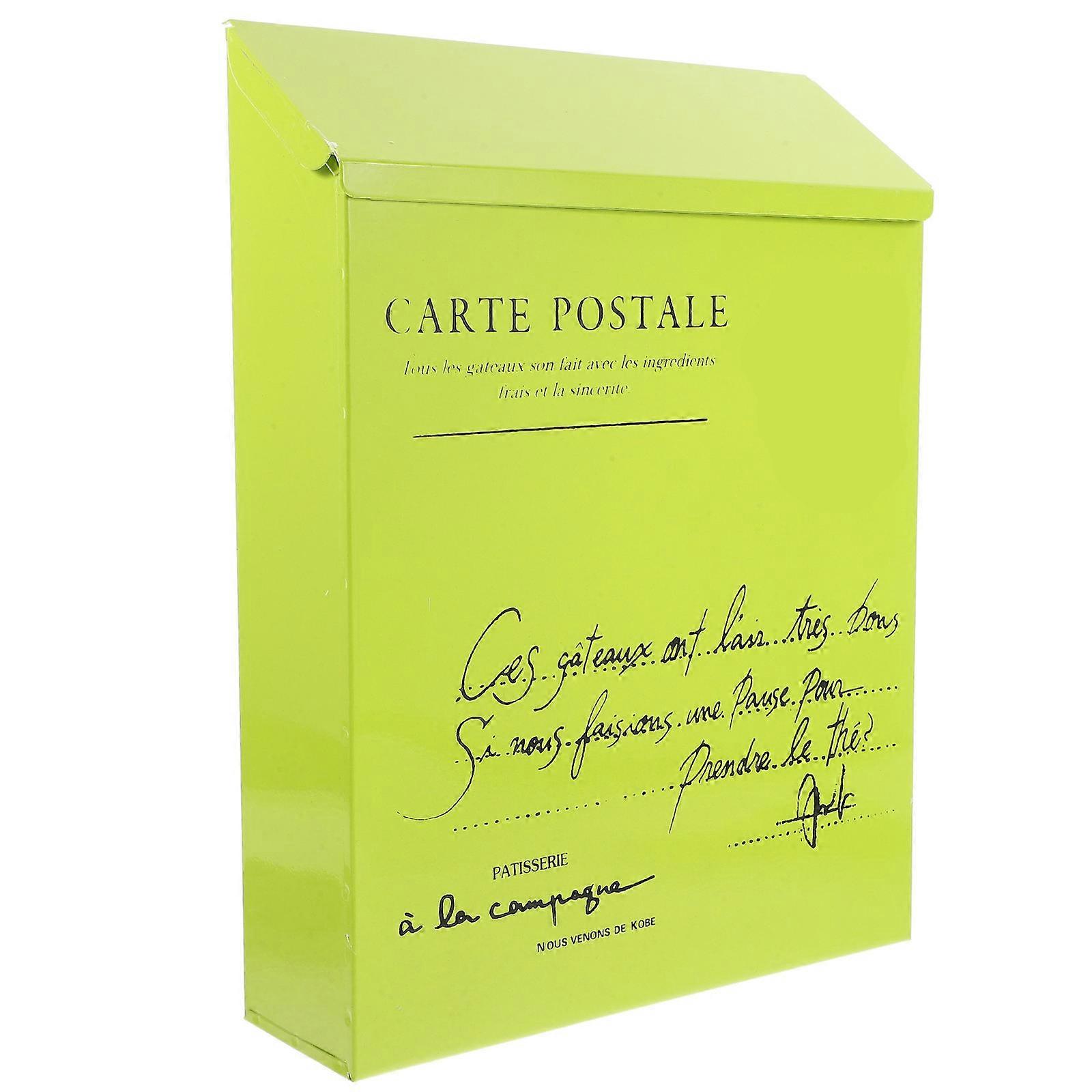Wall Mount Mailbox Decorative Piece For Garden Decoration Green Rectangular Vintage Style 29.50X21.80X6.50cm 1Pack