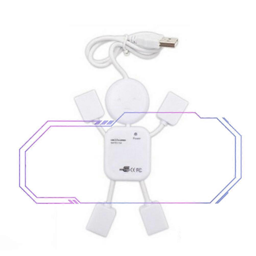 Mini Creative People Shape 4 Ports USB 2.0 Data Expansion Hub Splitter High for Computer Laptop PC PDA (White)