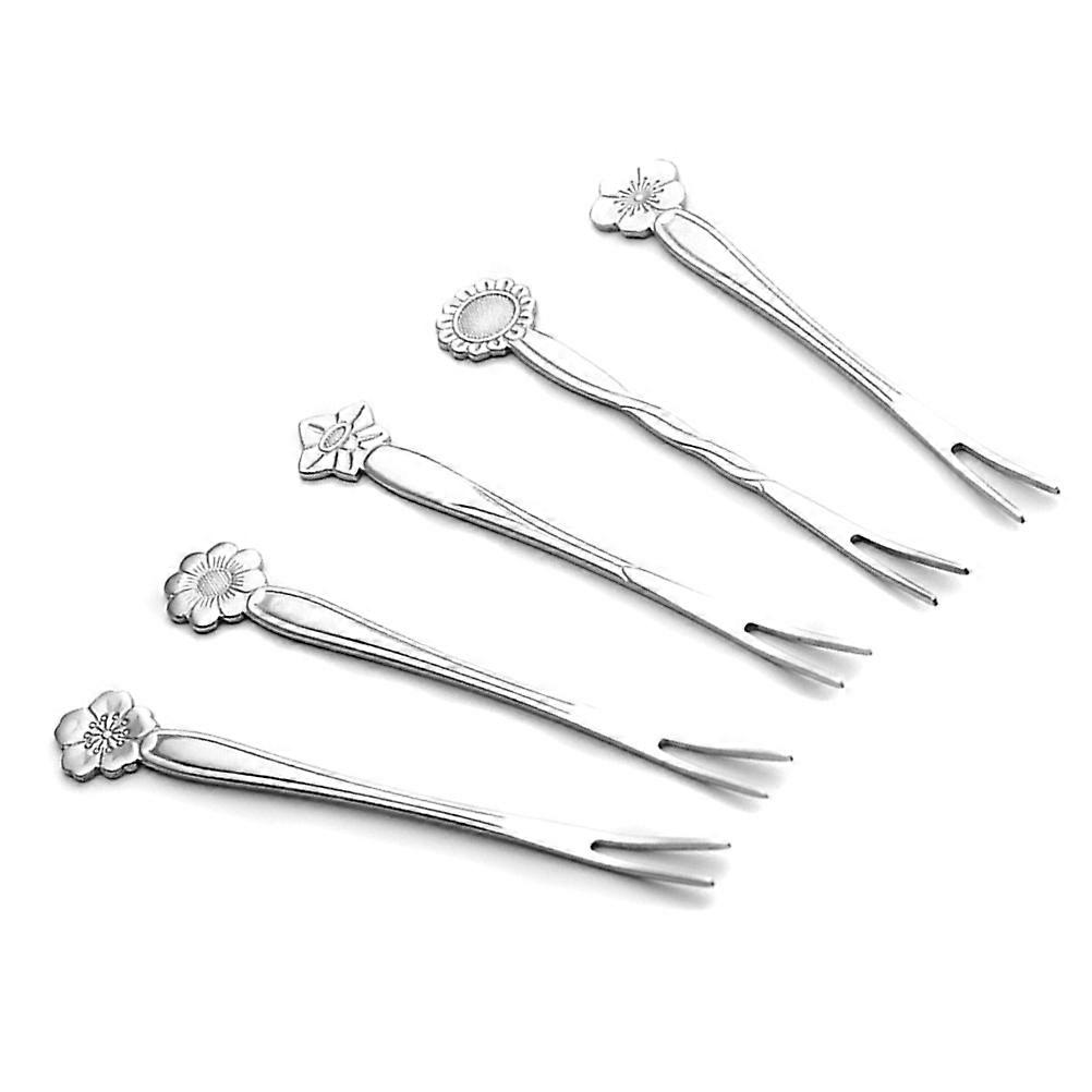Fruit Forks Stainless Steel Party Food Picks Silver 12.8 x 1.8 x 1 cm Safe to Use Use 5Pack