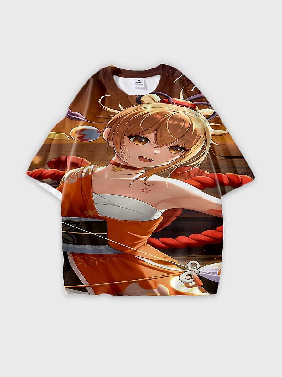 T-shirt round neck Role Pattern loose short sleeve D327