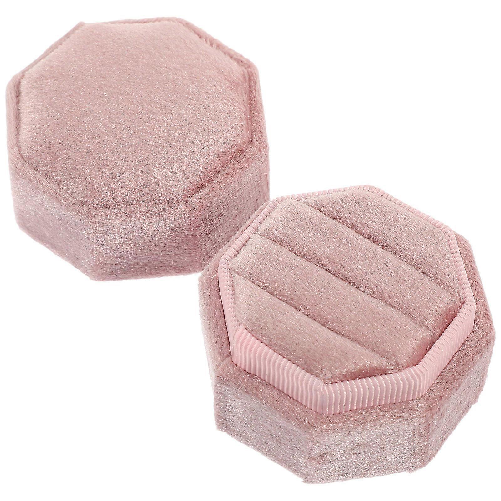 Pink Octagon Shaped Ring Box for Proposal Decor ABS Material with Delicate Design and Easy Carry 3.5 x 3.5 Inches