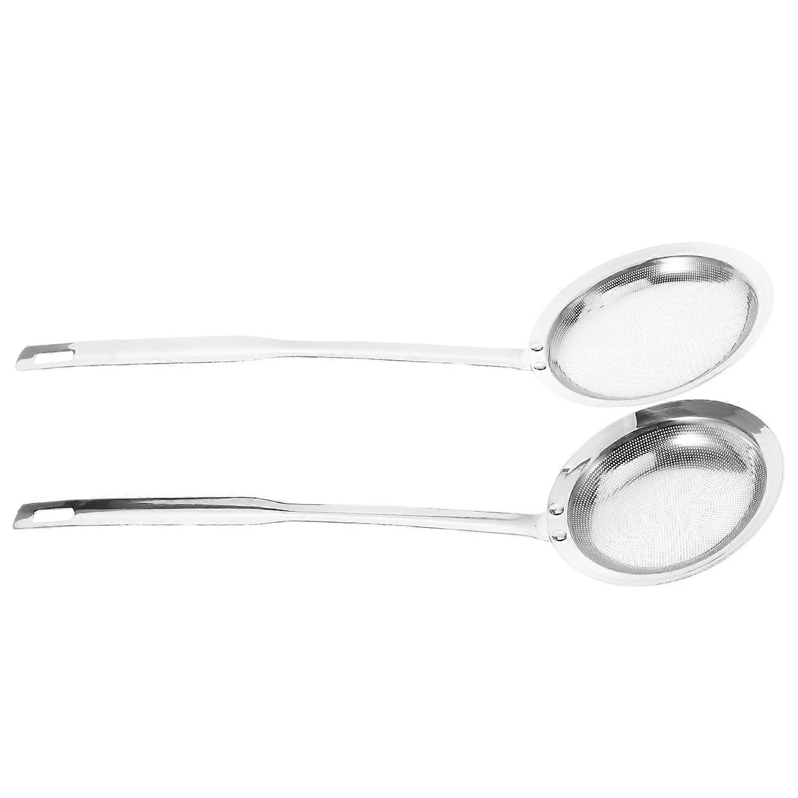 Stainless Steel Fine Mesh Skimmer Spoon for Kitchen Use with Comfortable Handle and Ultrafine Mesh 2 Pcs