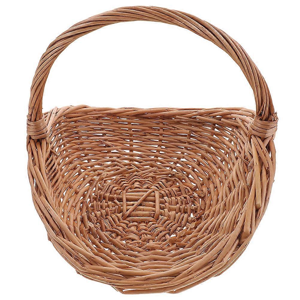 Portable Camping Basket Handmade Wicker Woven Picnic Food Storage Basket