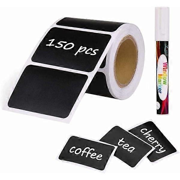 150 Pcs Reusable Kitchen Organizing Labels with Liquid Chalk Markers, Removable Blackboard Labels for Decorating