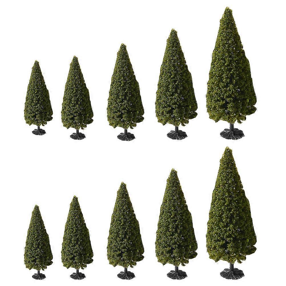 Pine Miniature Diorama Models 10Pack Green Trees Micro-Landscape Tabletop Adornments 4x12.5cm Conical DIY Decor