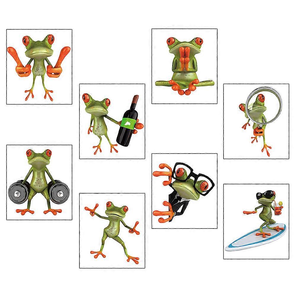 8PCS Chic Frog Decal Window Decoration Self Adhesive Design for Home Decor Unique Frog Bathroom Stickers