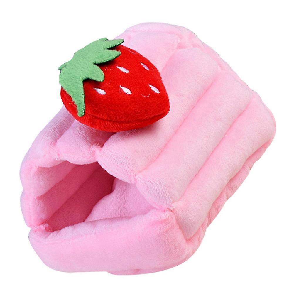 Lightweight Windproof Hamster Bed House Featuring A Strawberry Design Perfect For Indoor Pet Use Size L 1Pcs