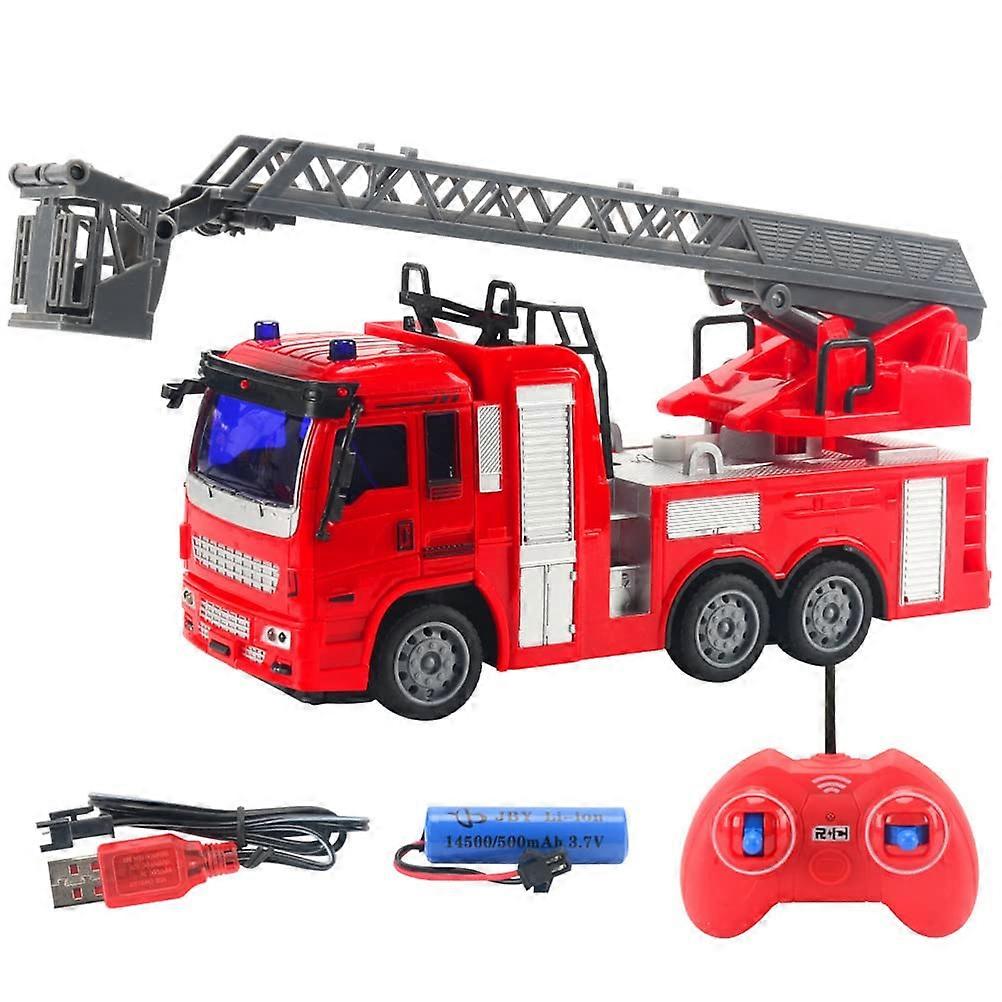 Remote Controlled Fire Engine with LED Lights, RC Fire Engine Toy Spraying Water