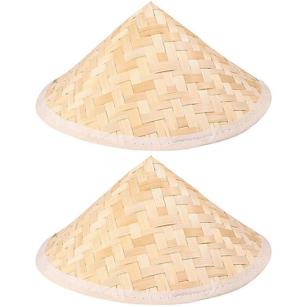 2 قطعة من الخيزران قبعات الشمس على الطراز الشرقي مزارع الصيد القبعات الأرز للأطفال