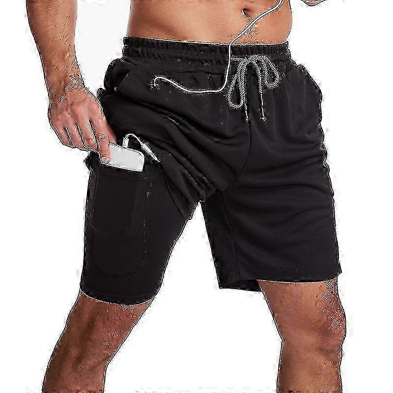 Swim trunks for men with compression liner & stretchy waistband