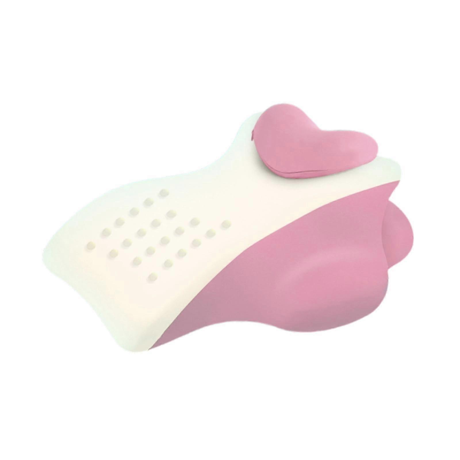 Pillow for prone position, back and neck support, ergonomic design with removable cover, pink