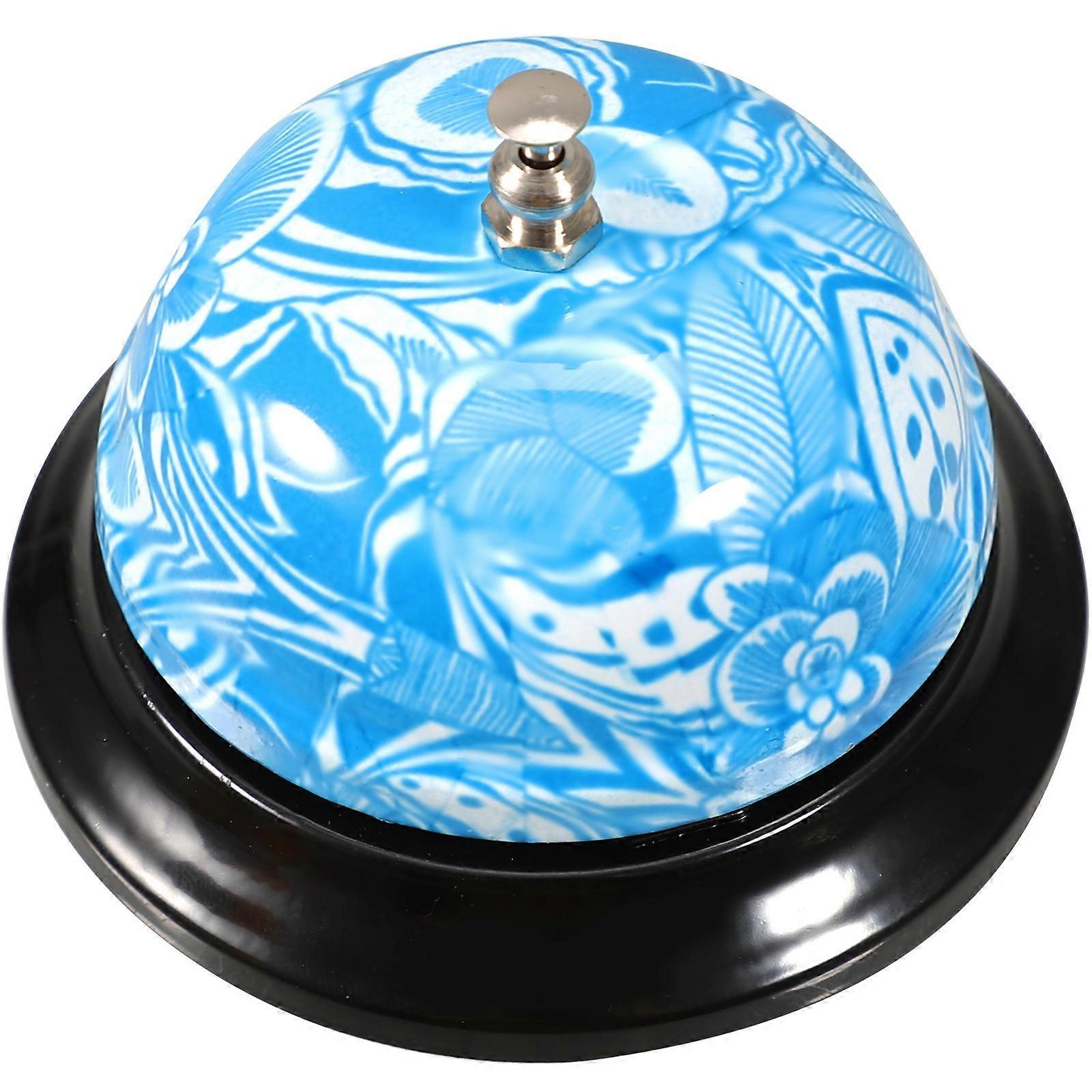 Service Bell with Printed Pattern, Manual Reception Desk Bell for Restaurant, Kitchen, Bar, Hotel and Office Use, Loud Ringing and Decorative