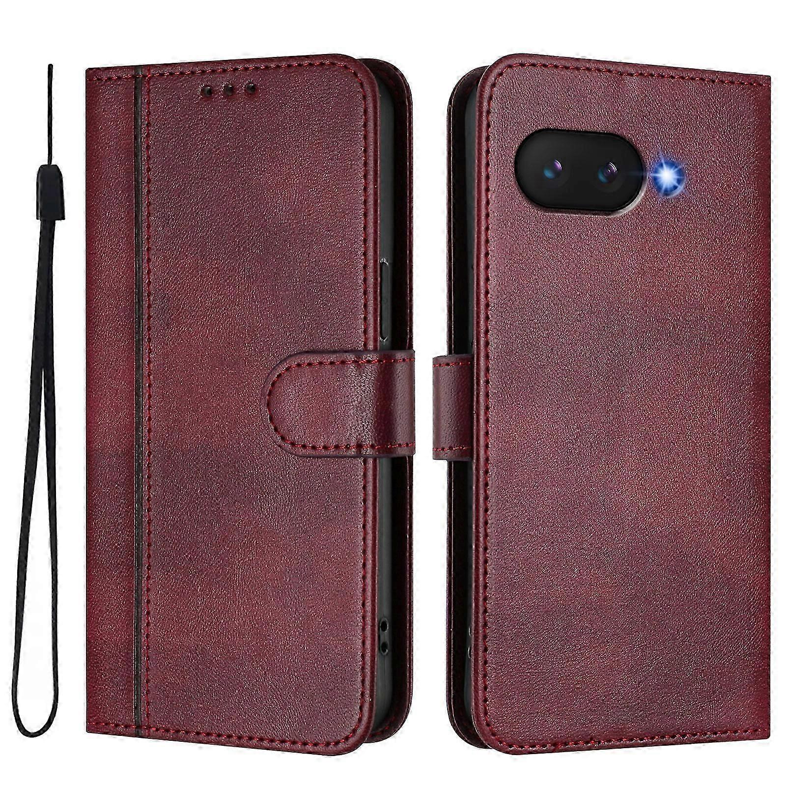Compatible For Google Pixel 9a Cases Wallet Stand Retro Texture Leather Phone Cover with Lanyard