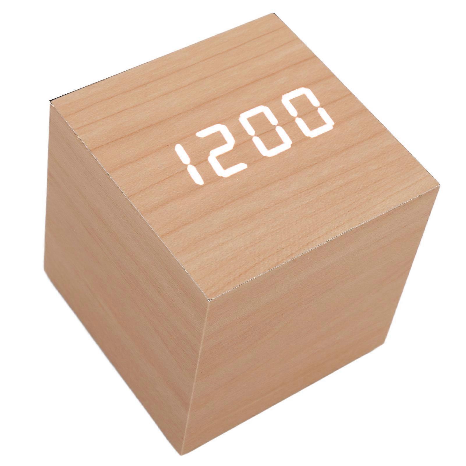 LED Wood Clock Multifunctional Large Display 3 Brightness Eye Protection Portable Smart LED Digital Clock for Office 