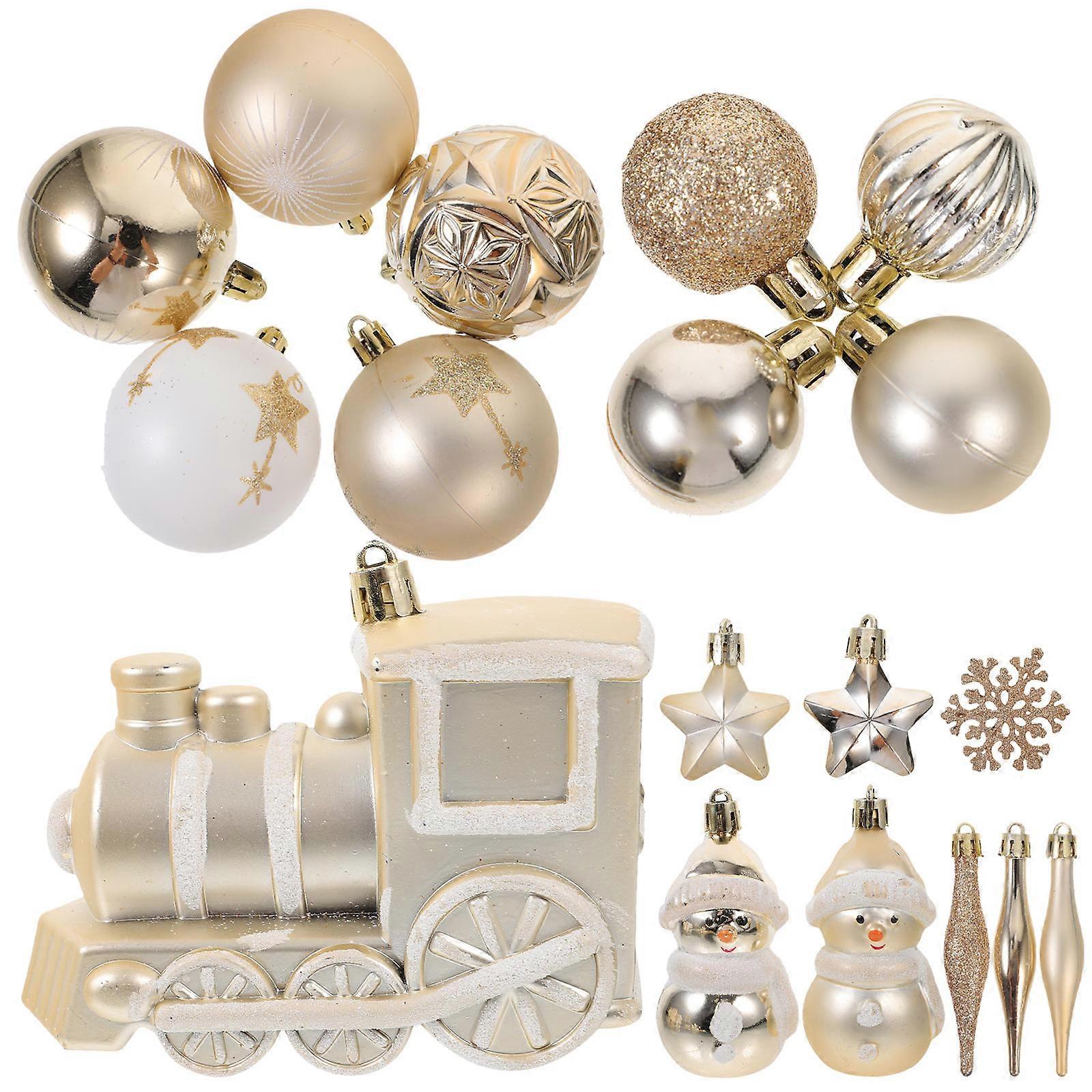 Decorative Hanging Ornaments Xmas Tree Classic Xmas Elements Appearance White Plastic 1 Set