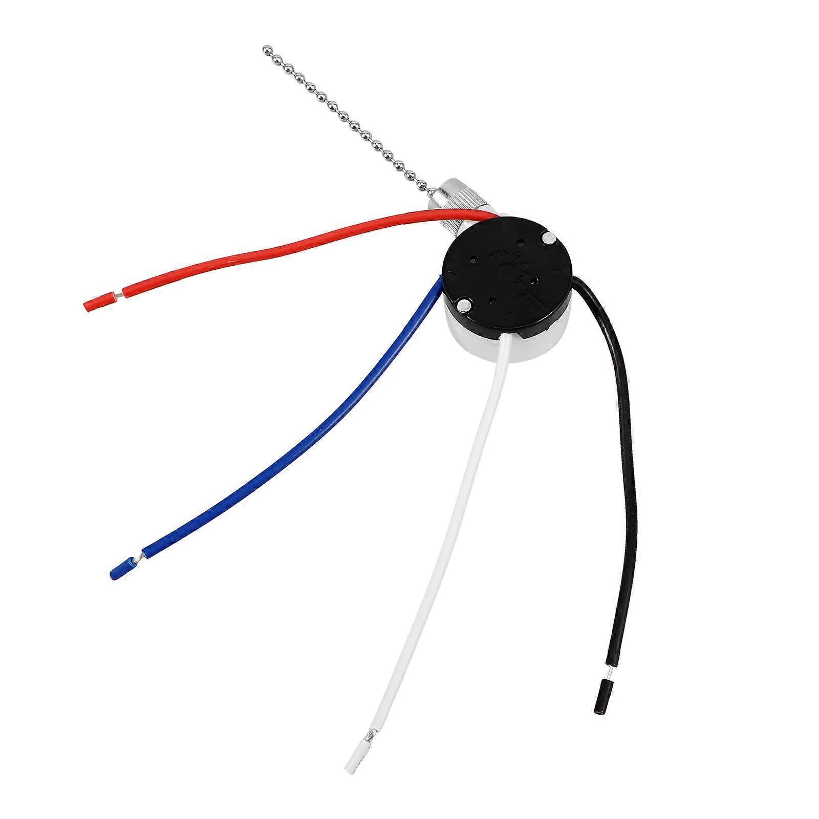 Silver Ceiling Fan Pull Switch 3 Speed Plastic Control Switch Easy Installation for Motorbike