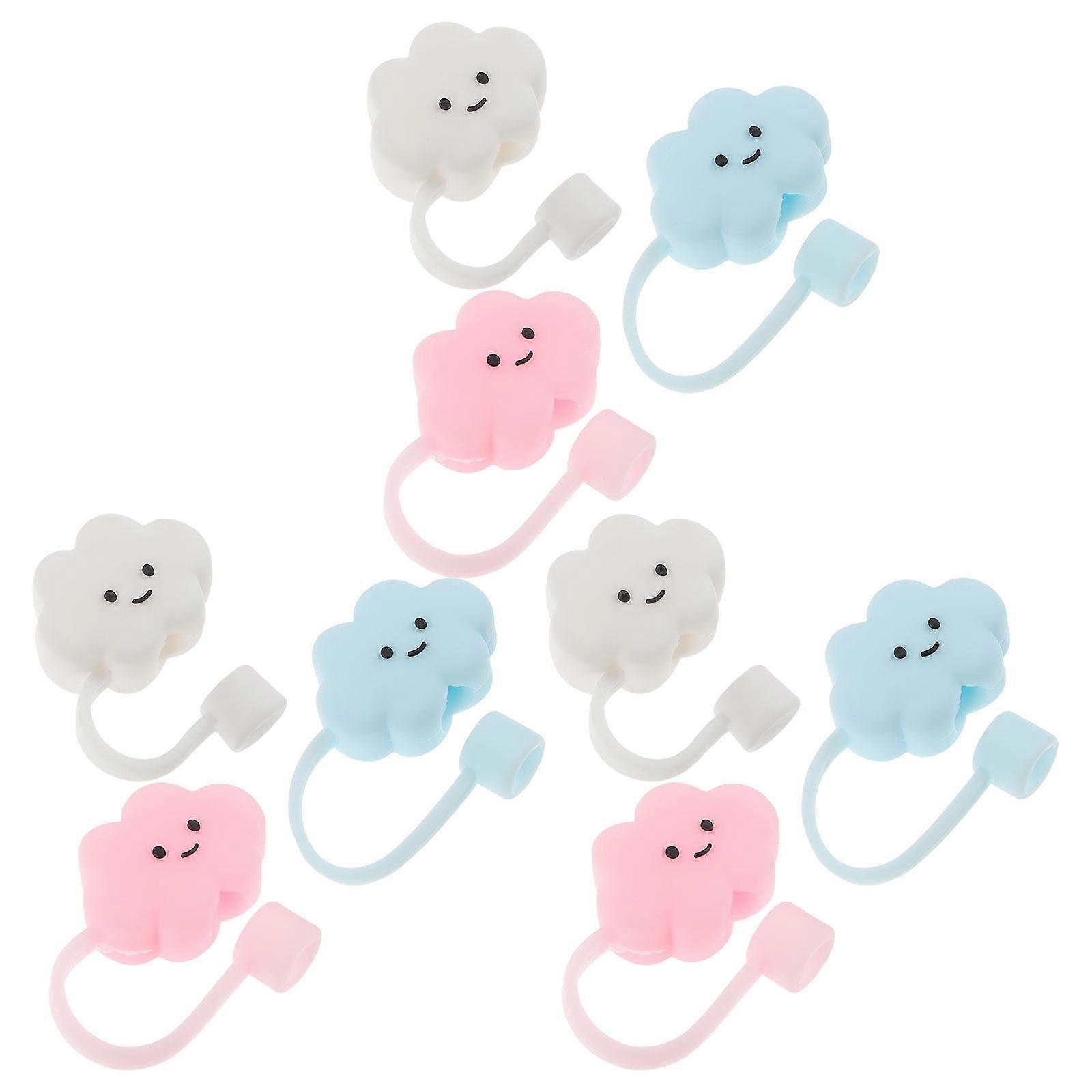 Silicone Straw Covers 9Pcs Cute Decorative Style Cloud Shape Dust Protection Suitable For Children And Families Assorted Color