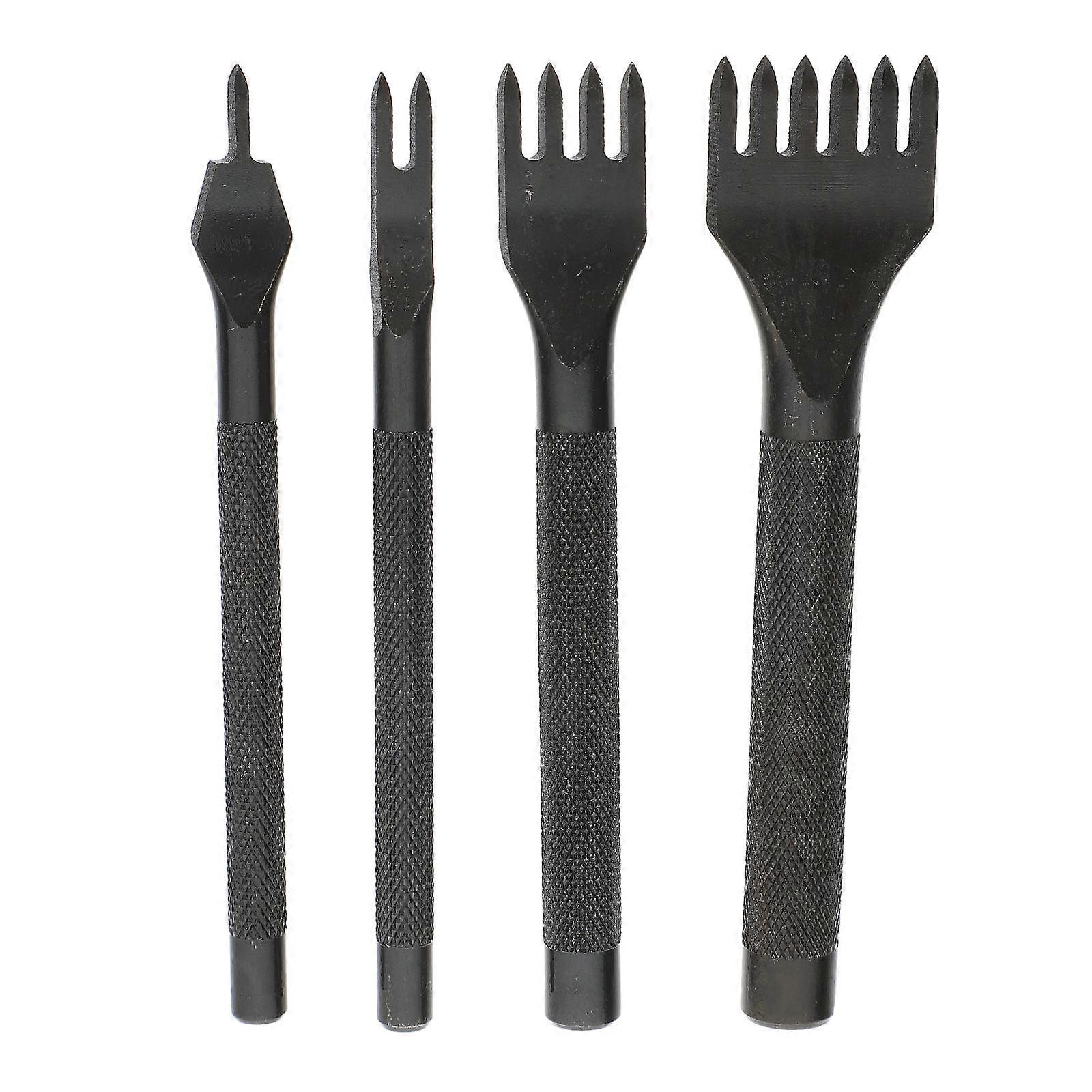 Mini Hole Punching Tools 4Pcs Designed For Leatherworking Projects With Square Handle And High Carbon Steel Material For Durability