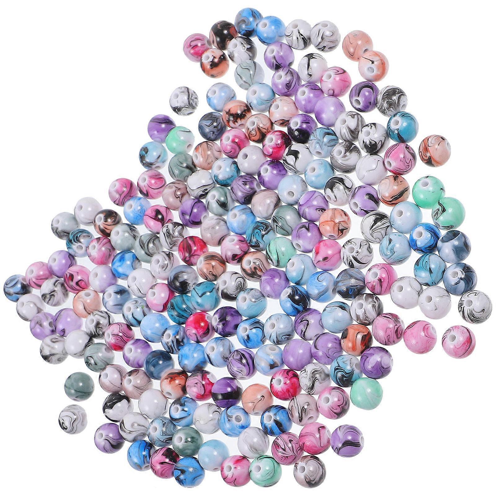 200pcs Small Resin Beads, Round Spacer Beads for DIY Bracelet, Necklace, Earrings, and Brooch Jewelry Making – Gradient Color Craft Beads for DIY