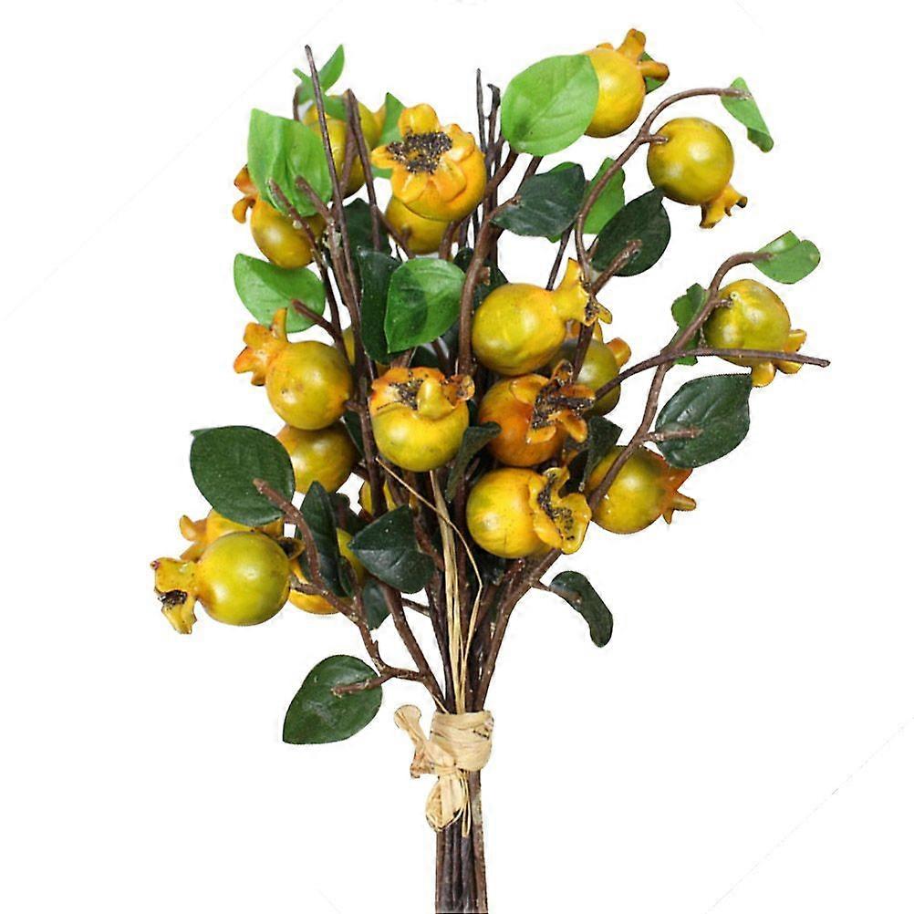 Group of 5 Artificial Rosehip Berries Simulation Pomegranate Fruit Floral Accessories (Yellow)