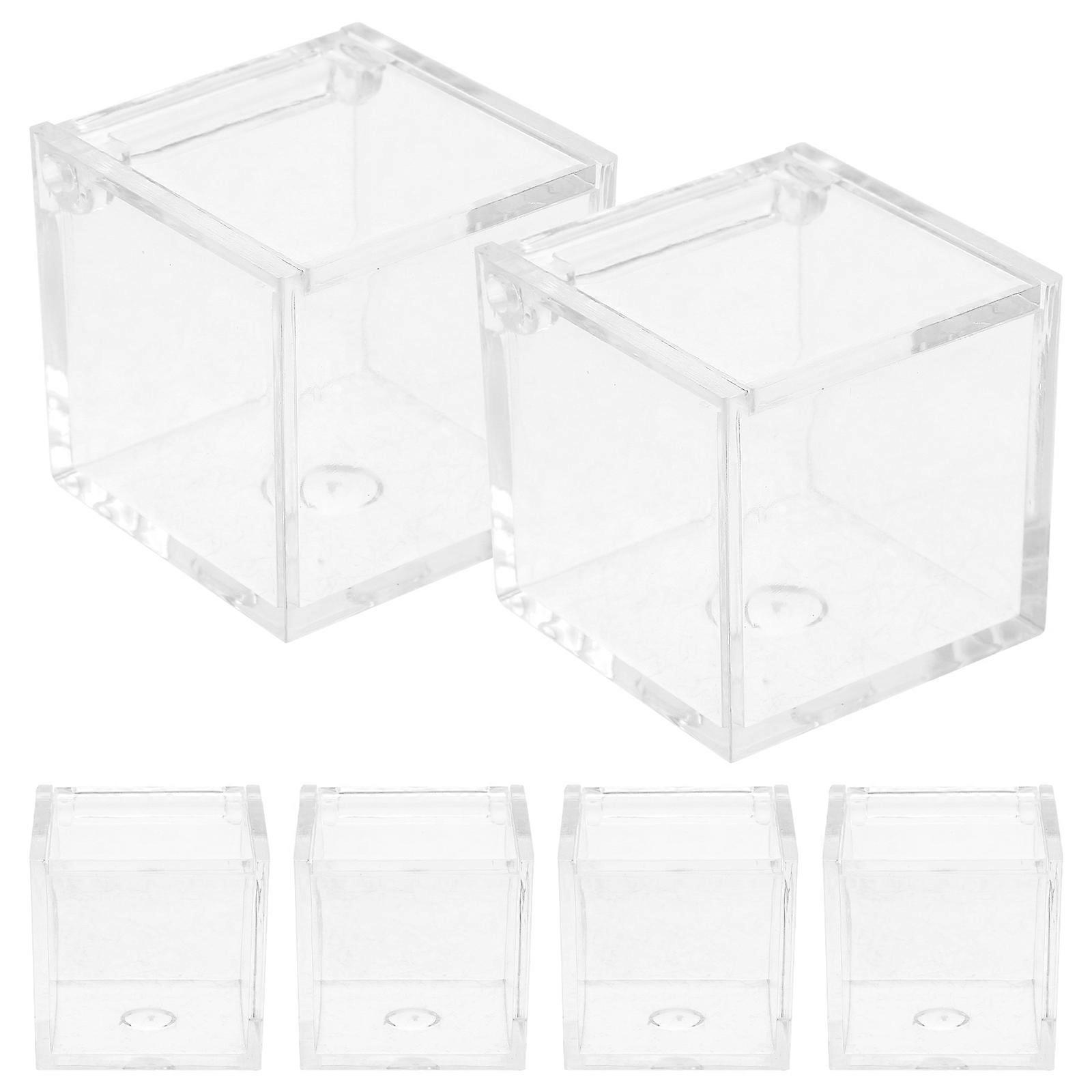 6pcs Transparent 4 5cm Square Candy Organizer Boxes with Flip Lid Clear Plastic for Party Favors Wedding Birthday Craft Storage