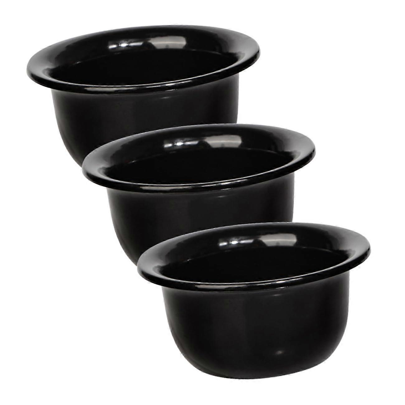 Reusable Shaving Bowls Pack of 3 for Men Black PP Plastic Shaving Accessories Durable Shaving Tools for Grooming