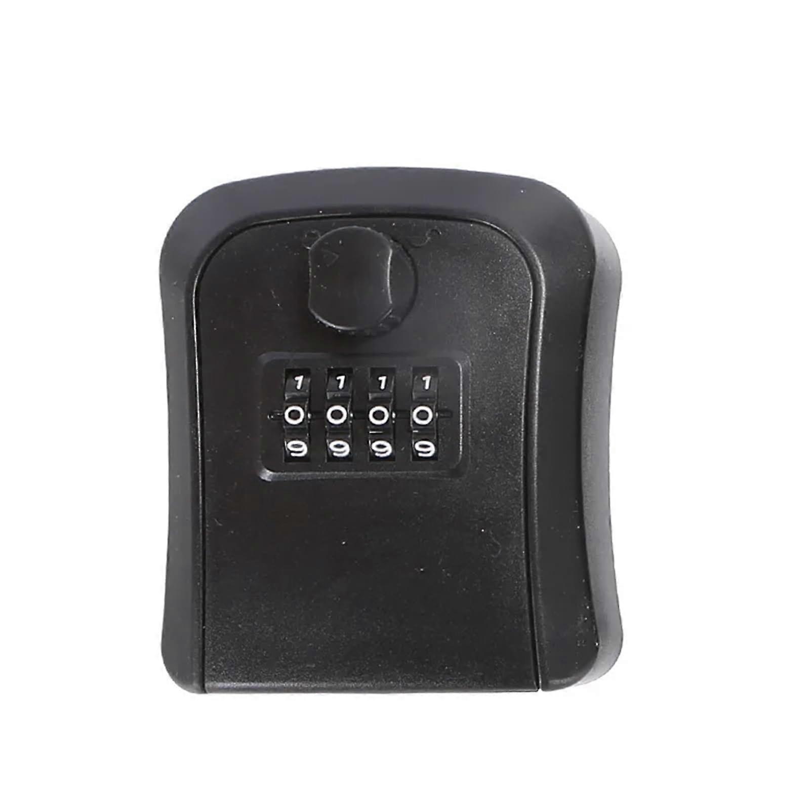 Key Box With Lock 4-Digit Code Combination Safe Wall-Mounted Waterproof Outdoor Key Storage Black