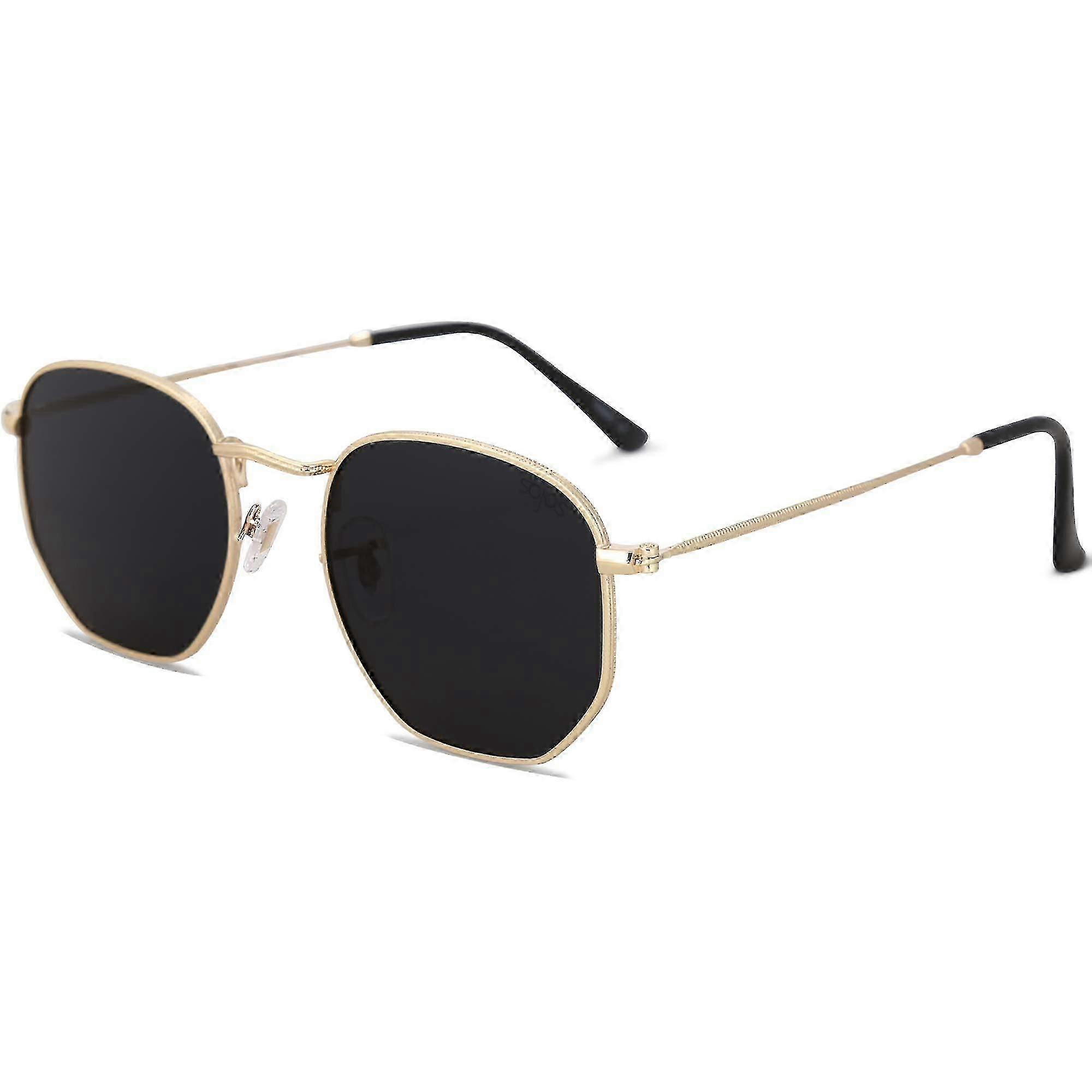 Small Square Polarized Sunglasses for Men and Women Polygon Mirrored Lens Black