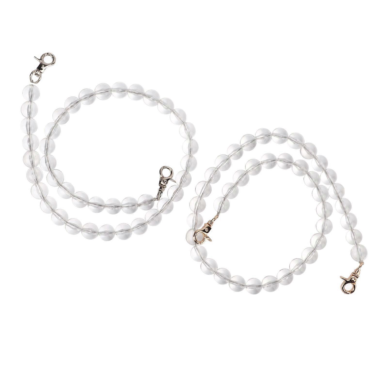 2pcs Bag Strap 60cm 24in Replaceable DIY Acrylic Transparent Beads Chain for Handbag14mm 