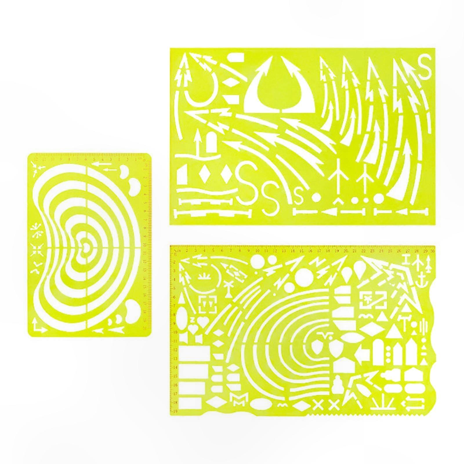 Fluorescent Map Reading Protractor with Clear Scale and Drawing Template for Easy Navigation