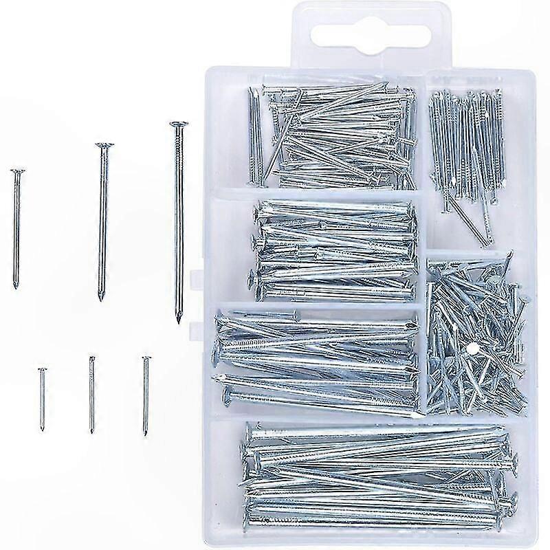 280PCS Flat Head Galvanized Nails for Woodworking, Construction, and Craft Projects