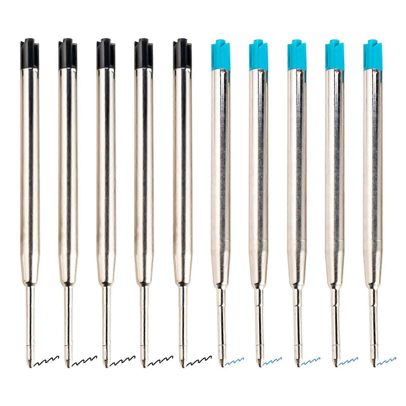 Replaceable Ballpoint Pen Refills 10 PCS Parker Medium Point 1mm Blue Black Compatible Writing Ink Cartridges for Office School