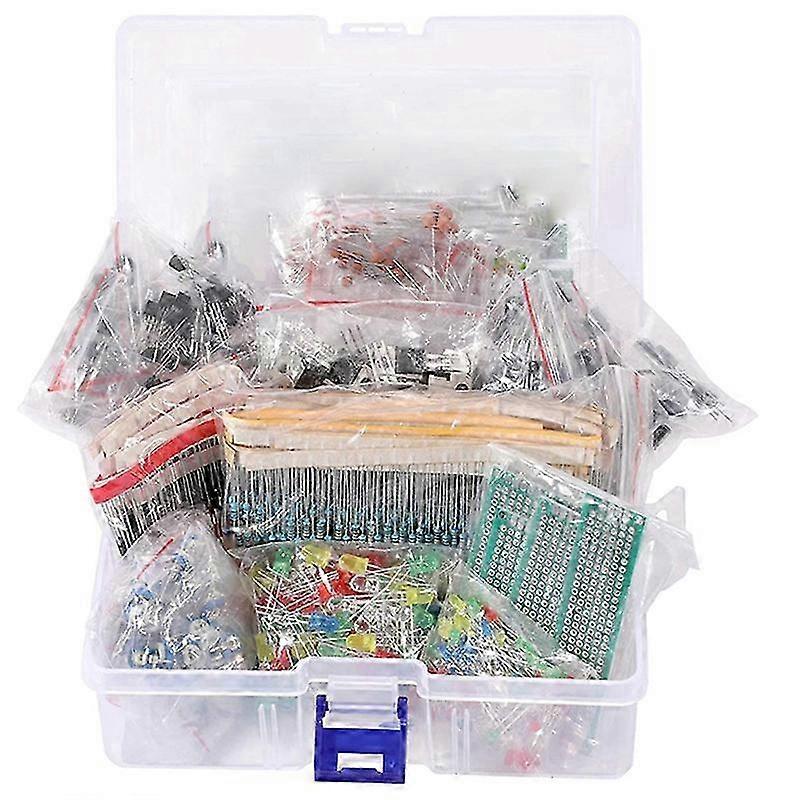 1818PCS DIY Electronics Components Kit with Resistors, LED, Triode, Capacitors, Diodes, PCB & Potentiometers
