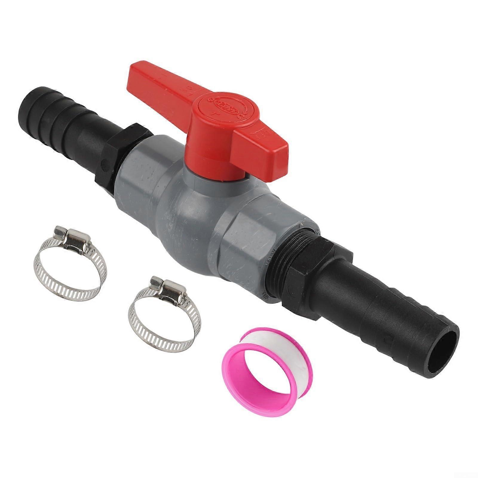 PVC Ball Valve with Hose Connector Plumbing Shut Off Control Valve for Swimming Pool Irrigation System Barbed Connection Black Red 1 (32Mm) 25Mm