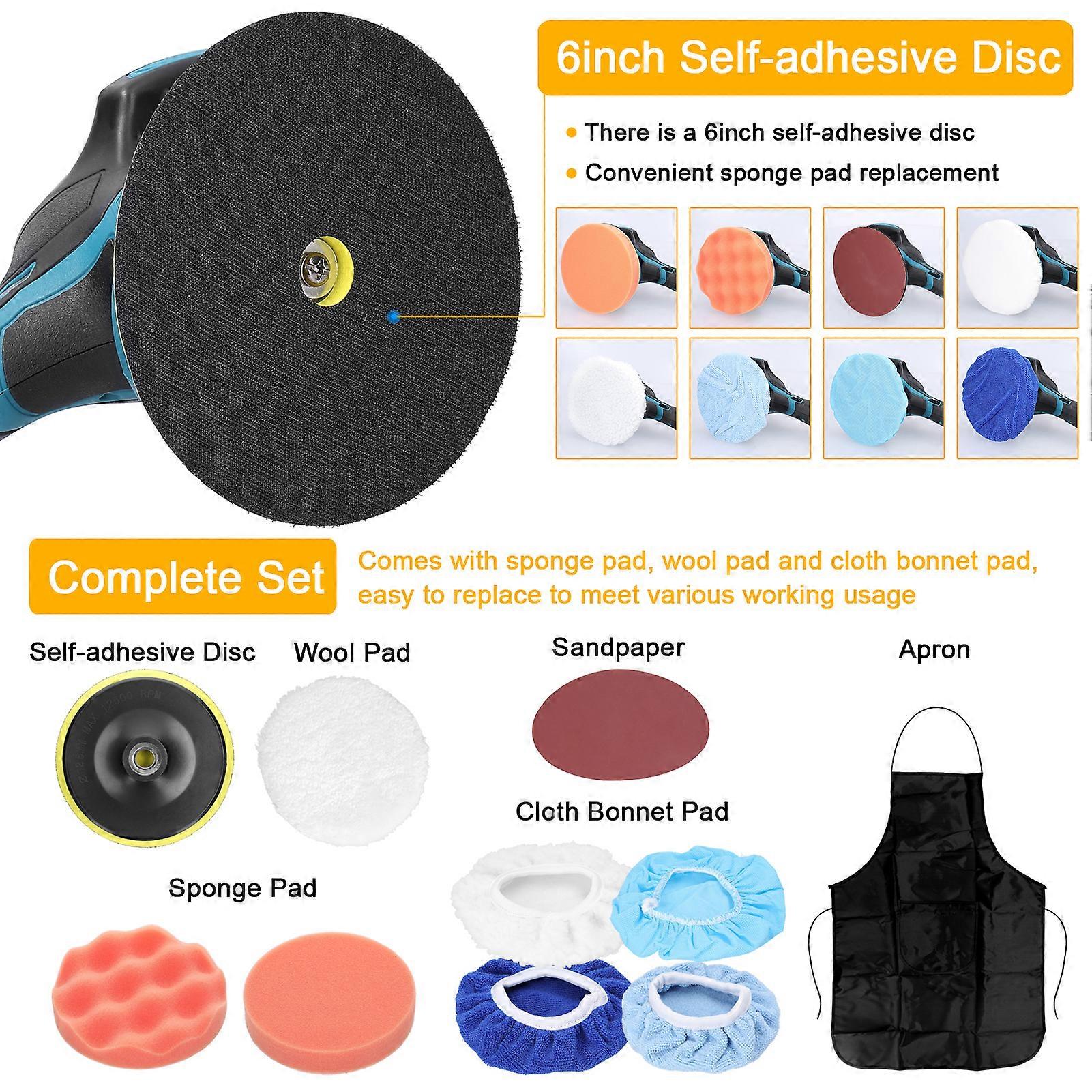 6inch Electric Car Polisher High Efficient Auto Waxing Polishing Machine Multifunctional Rotary Tool with Sponge Wool Bonnet Pads