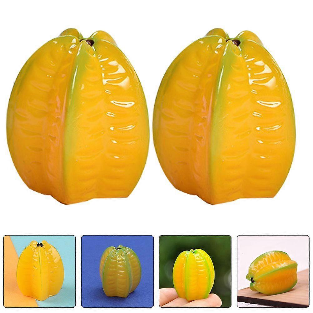 6pcs Mini Fake Fruits Models Supermarket Artificial Carambola Models Decorative Photo Props