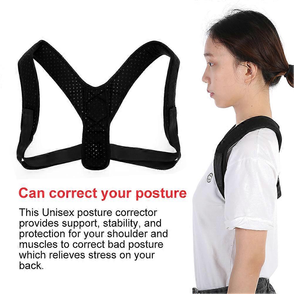 Back Posture Corrector for Men and Women Shoulder Support Belt with Adjustable Straps (Black)