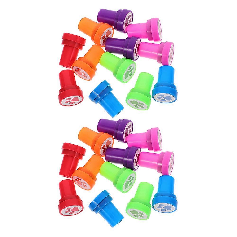 24pcs Cute Dog Paw Self Inking Stamps for Educational Crafts, Journals, Scrapbooks, Party Favors & Creative Projects