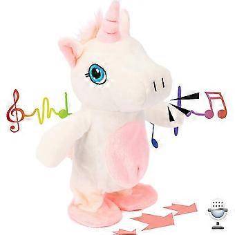 Pratende eenhoorn herhaalt wat je zegt wandelen elektrische interactieve geanimeerde speelgoed spreken pluche Buddy cadeau voor peuters verjaardag, 9.5 '