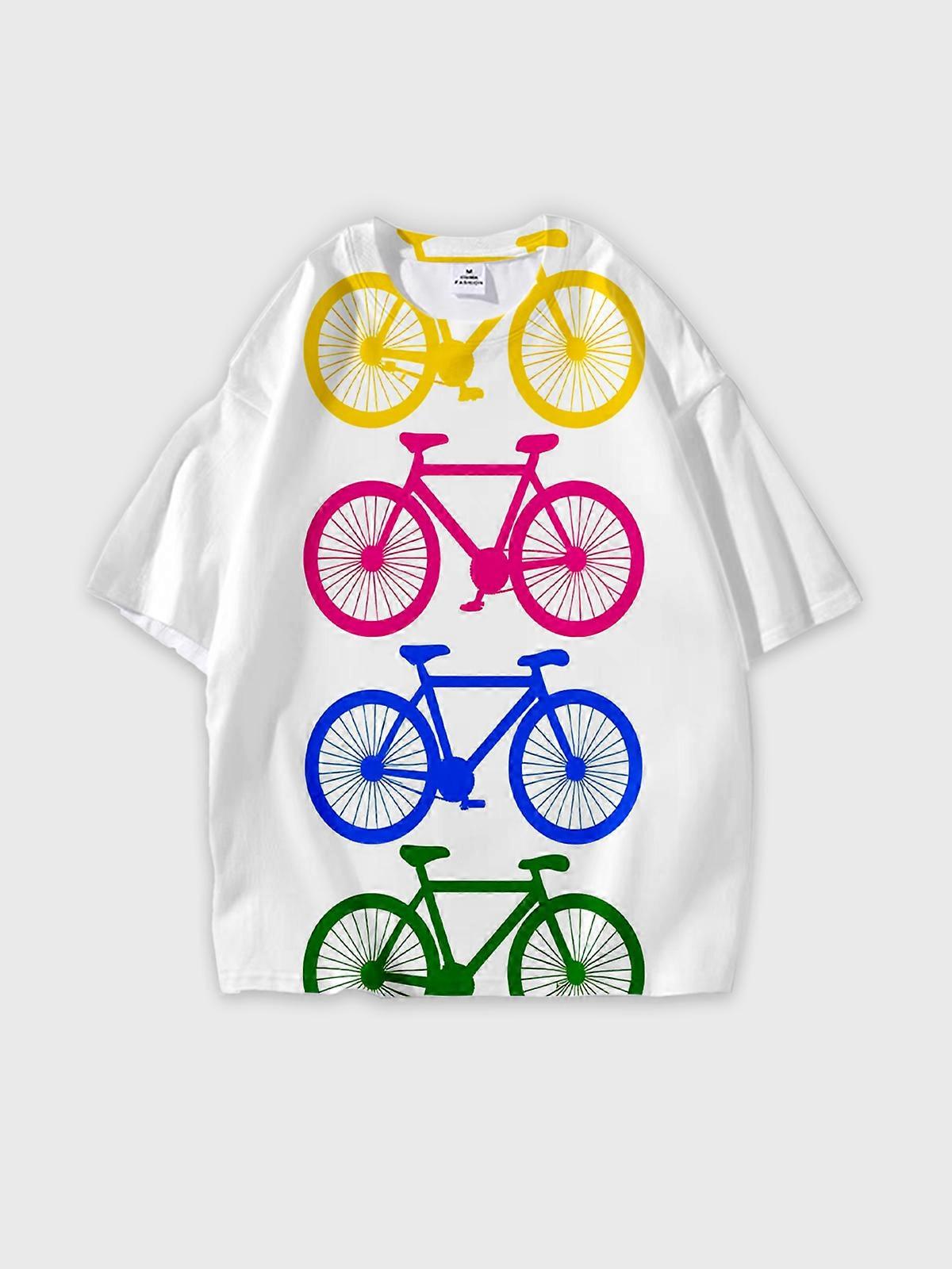 T-Shirt Round Neck, Loose Short Sleeve Pattern Graphic Tee, Unisex Summer Casual Top U2023
