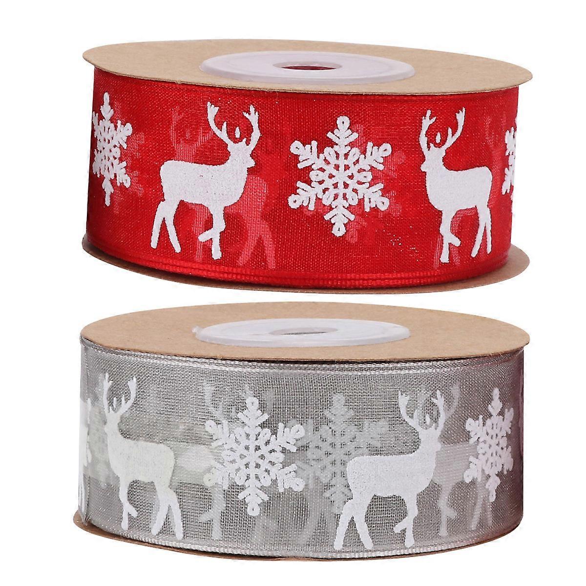 Party Ribbon 2Pcs Christmas Organza Ribbon For Gift Wrapping Assorted Color Using For Occasions Like Weddings