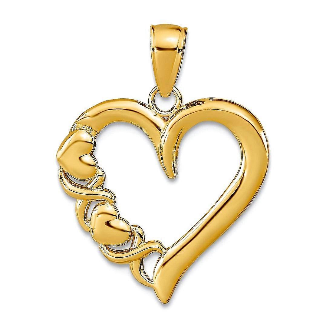 Collier pendentif cœur d’amour en or 10 carats avec xo side high polish et pendentif 2 d 24x18.5mm de large pour femme