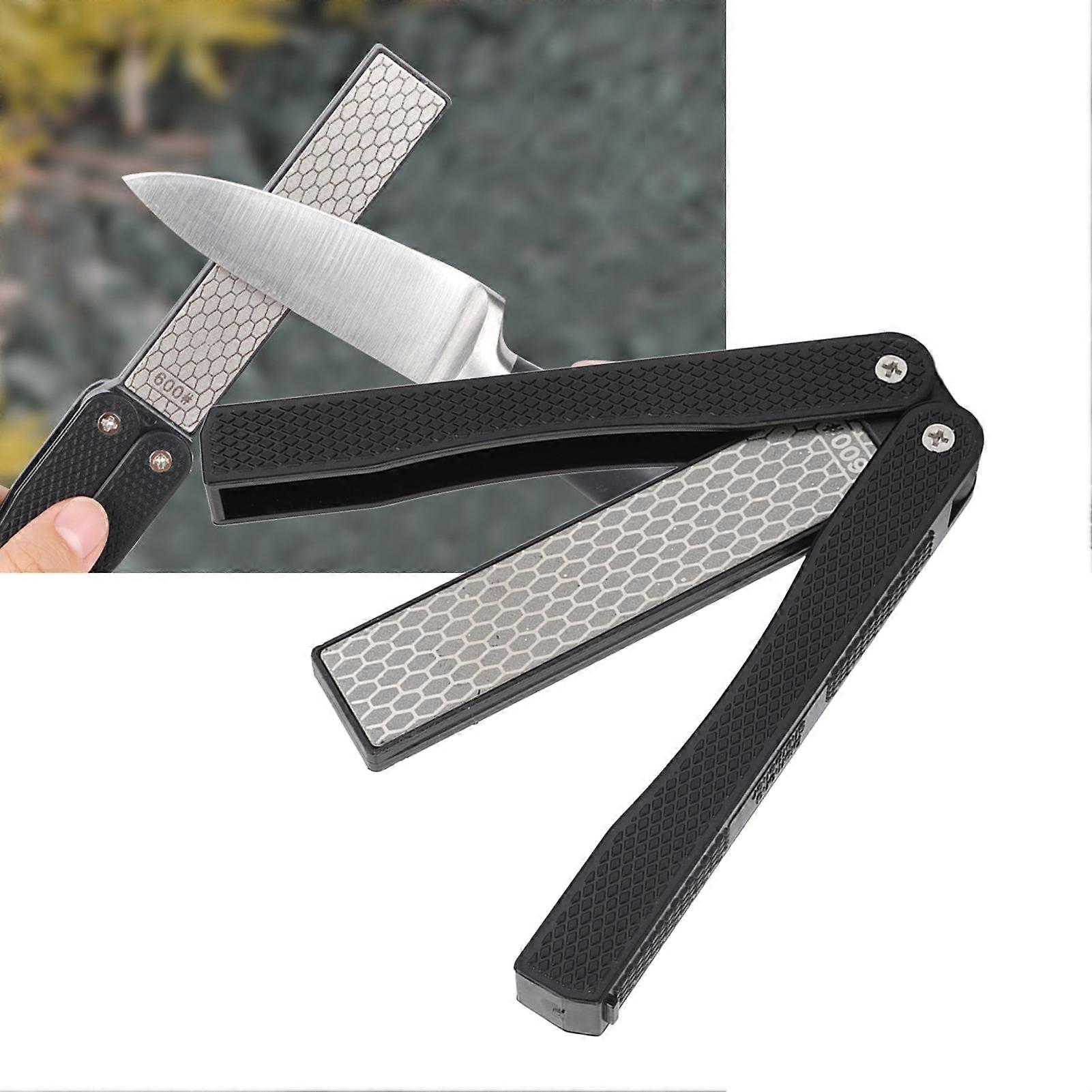 Pocket Knife Sharpener Double Sided Folded Stone 12.5x3.2cm Black