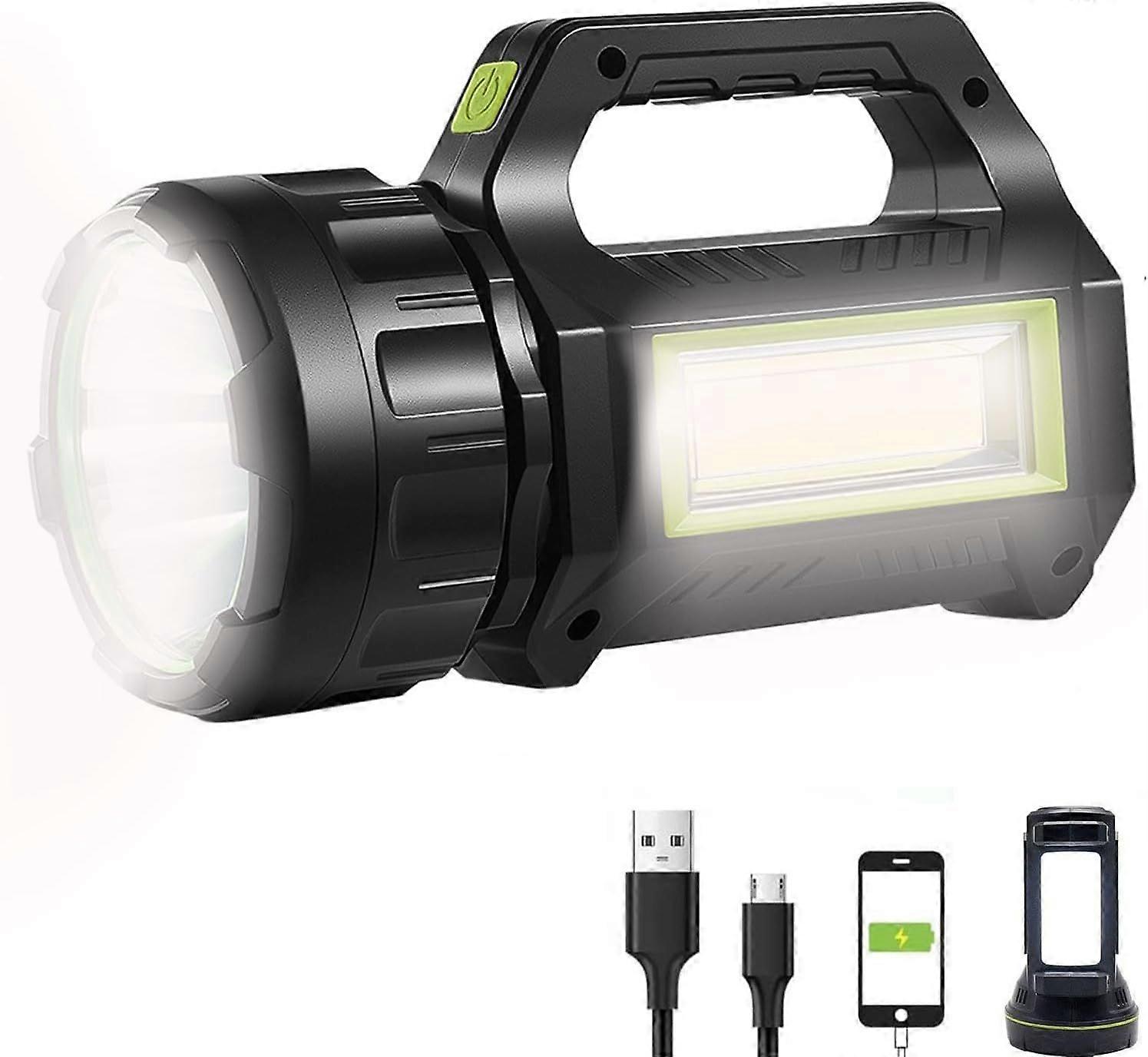 LED Searchlight, Solar Rechargeable Super Bright Handheld LEDs Spotlight, 7 Light Modes(Black)