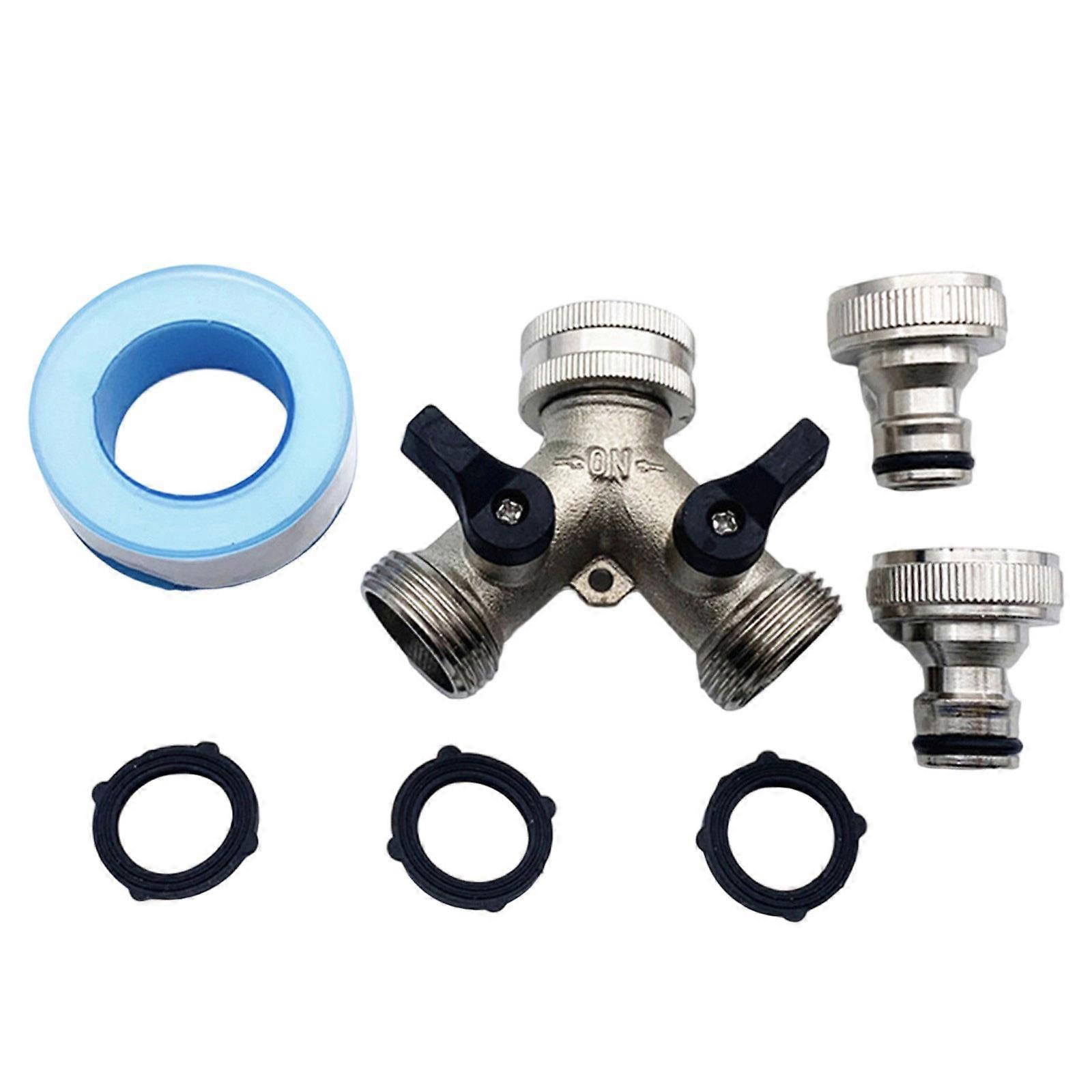 Nickel Plated Garden Hose Splitter Set with 2 Way Connector Suitable for Landscape Efficient Outdoor Watering Irrigation Multicolor
