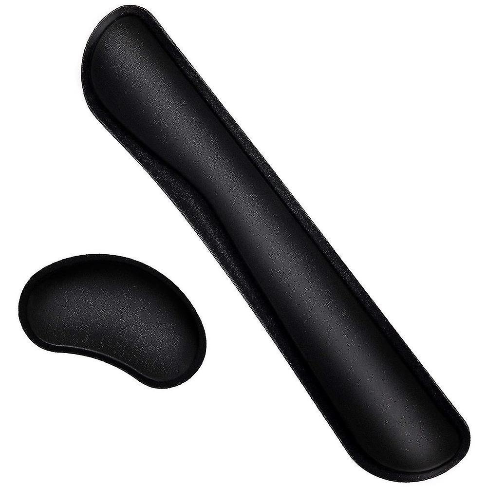 Computer Keyboard And Mouse Pad Support Memory Foam Set- Black