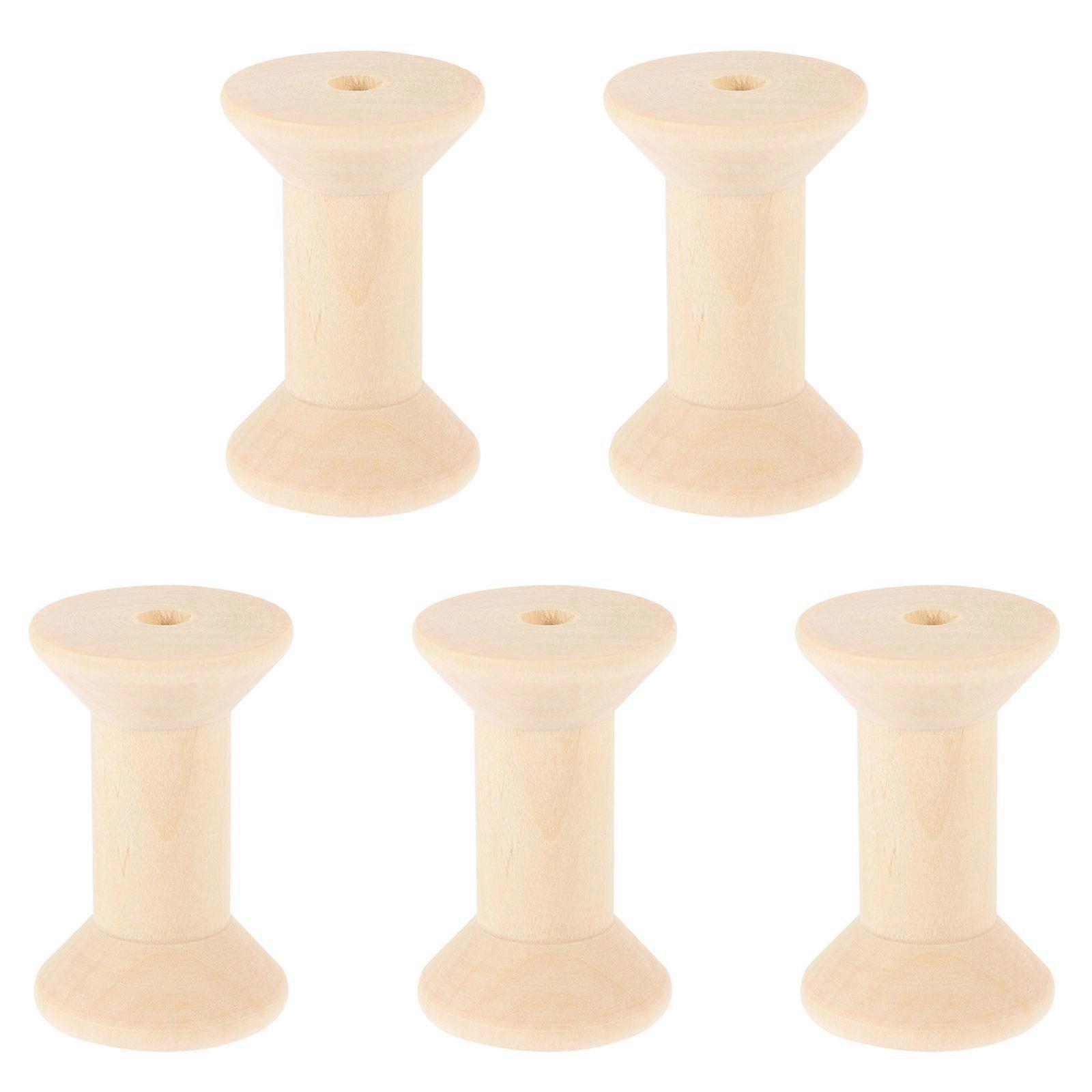 Wooden Sewing Thread Spools For Educational Play And Craft Activities Light Brown 7X3.8cm 5Pcs