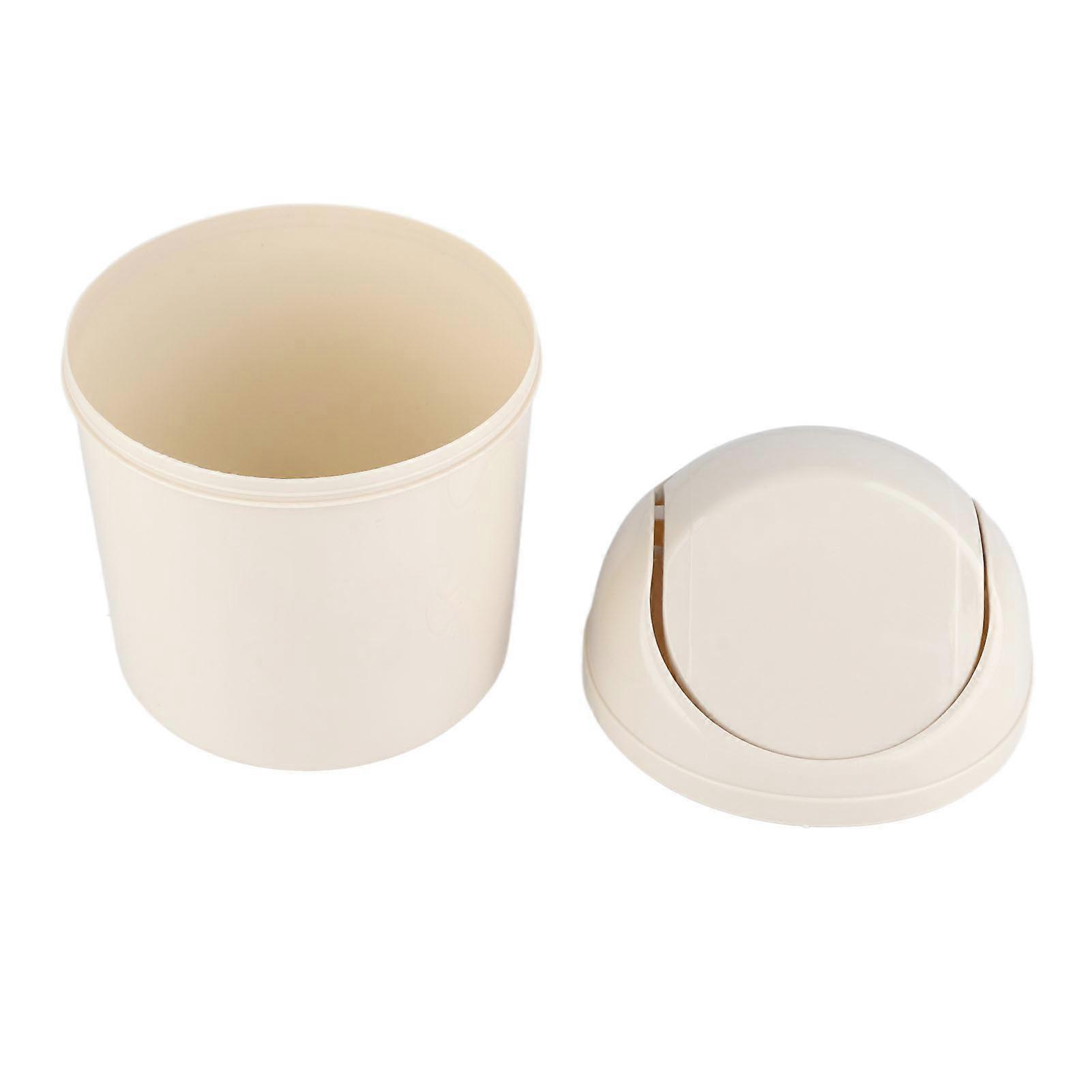 Mini Desktop Trash Can PP Compact White Lid Kitchen Office Use